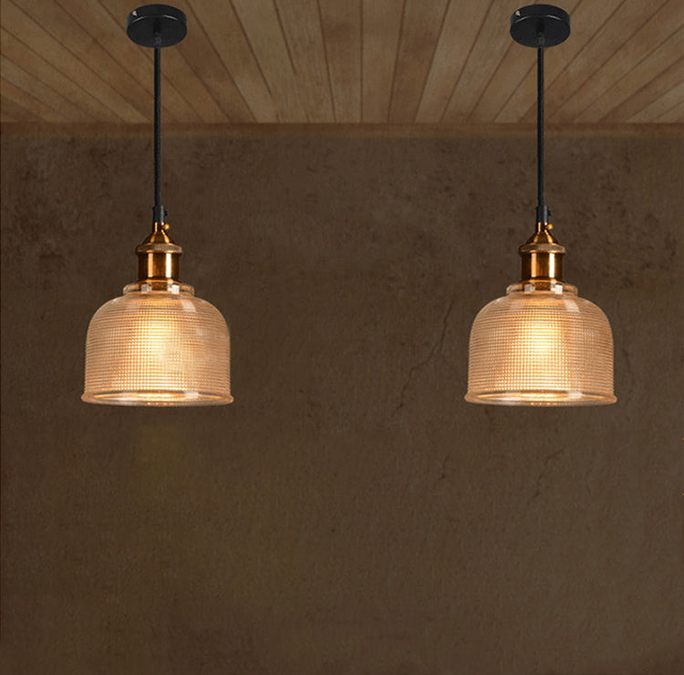 Contemporary Retro Metal Glass Frosted Dome Cap 1-Light Pendant Light For Dining Room