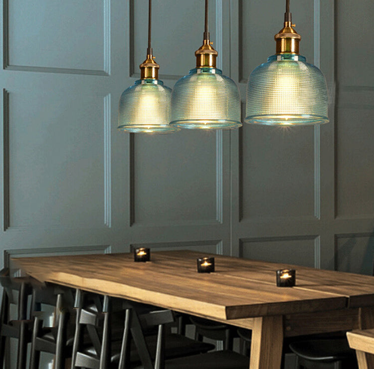 Contemporary Retro Metal Glass Frosted Dome Cap 1-Light Pendant Light For Dining Room
