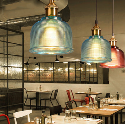 Contemporary Retro Metal Glass Frosted Dome Cap 1-Light Pendant Light For Dining Room