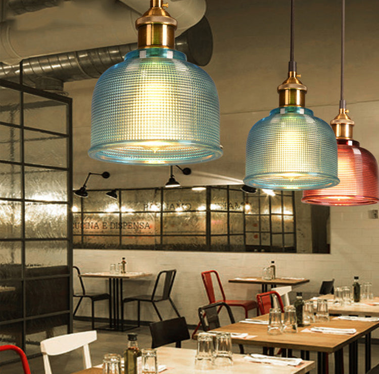 Contemporary Retro Metal Glass Frosted Dome Cap 1-Light Pendant Light For Dining Room