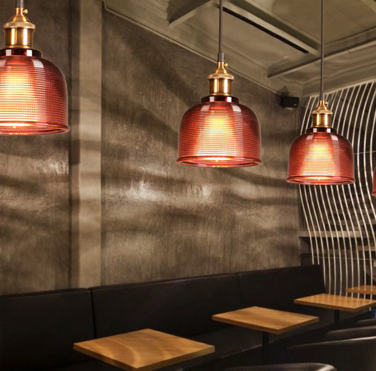 Contemporary Retro Metal Glass Frosted Dome Cap 1-Light Pendant Light For Dining Room