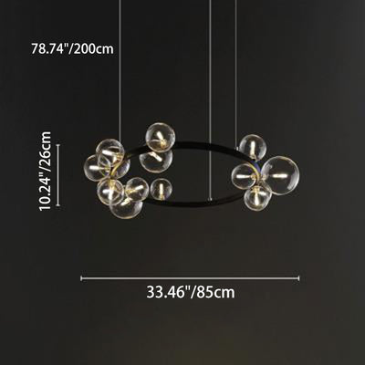 Modern Simplicity Iron Glass Circle Ball Bubble 15/24 Light Chandeliers For Living Room