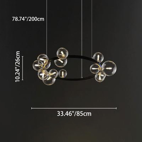 Modern Simplicity Iron Glass Circle Ball Bubble 15/24 Light Chandeliers For Living Room