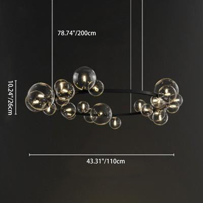 Modern Simplicity Iron Glass Circle Ball Bubble 15/24 Light Chandeliers For Living Room
