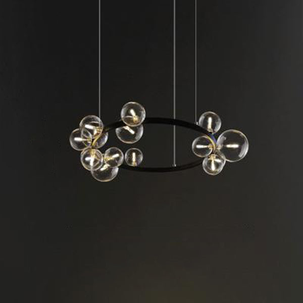 Simplicité Moderne Fer Verre Cercle Bulle 15/24 Lumières Lustres Pour Salon 