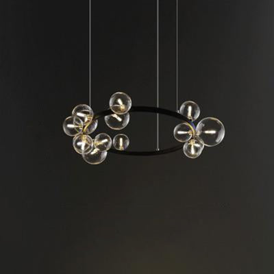 Modern Simplicity Iron Glass Circle Ball Bubble 15/24 Light Chandeliers For Living Room