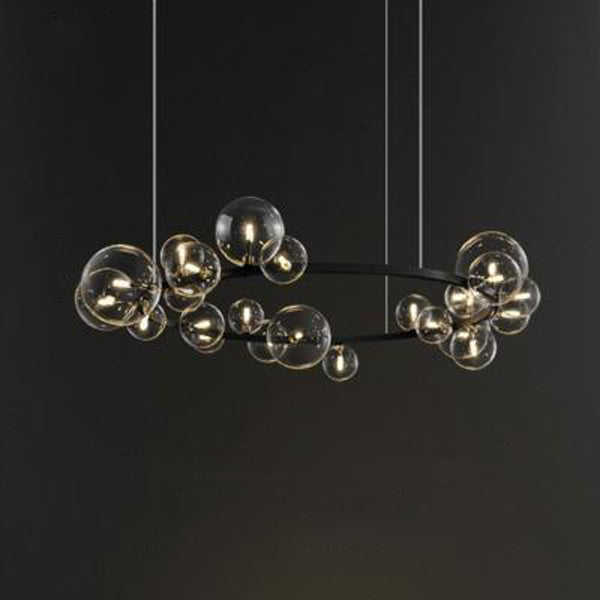 Modern Simplicity Iron Glass Circle Ball Bubble 15/24 Light Chandeliers For Living Room