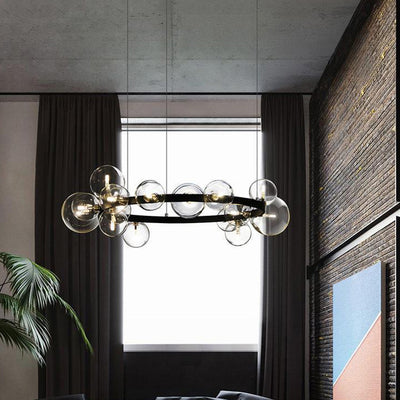 Modern Simplicity Iron Glass Circle Ball Bubble 15/24 Light Chandeliers For Living Room
