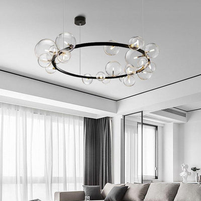 Modern Simplicity Iron Glass Circle Ball Bubble 15/24 Light Chandeliers For Living Room