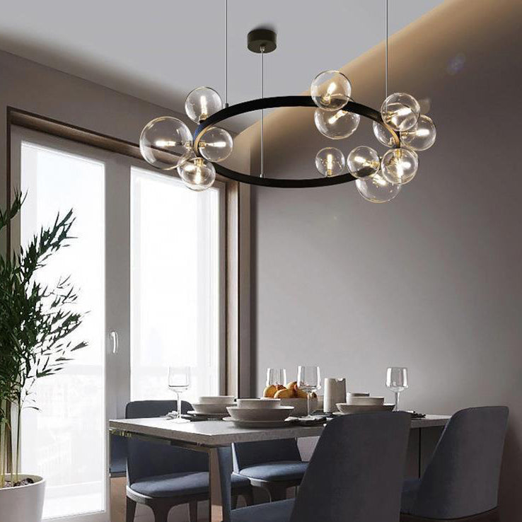Modern Simplicity Iron Glass Circle Ball Bubble 15/24 Light Chandeliers For Living Room