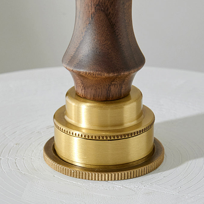 Traditional Japanese Ceramic Brass Walnut Cylinder Conic Texture 1-Light Pendant Light For Dining Room