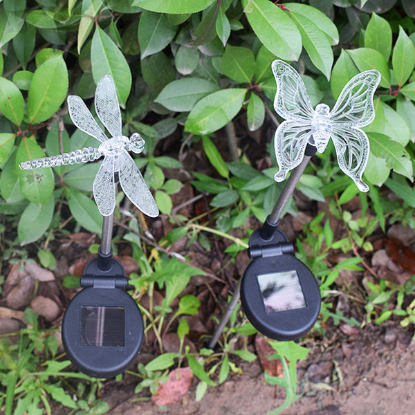 Modern Art Deco Solar Waterproof Stainless Steel PVC Plastic Butterfly Dragonfly Flying Bird LED Outdoor Light Landscape Lighting For Garden