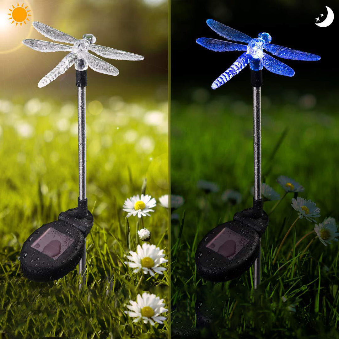 Modern Art Deco Solar Waterproof Stainless Steel PVC Plastic Butterfly Dragonfly Flying Bird LED Outdoor Light Landscape Lighting For Garden