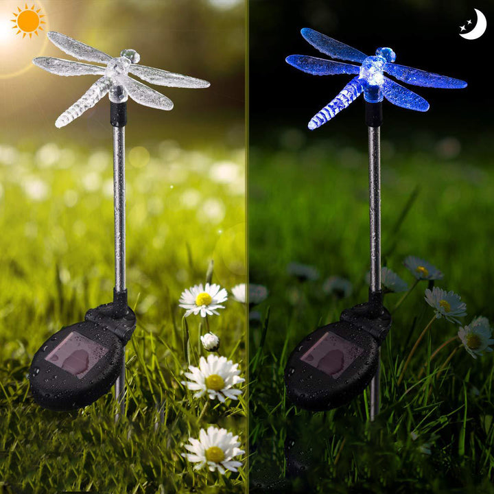 Modern Art Deco Solar Waterproof Stainless Steel PVC Plastic Butterfly Dragonfly Flying Bird LED Outdoor Light Landscape Lighting For Garden