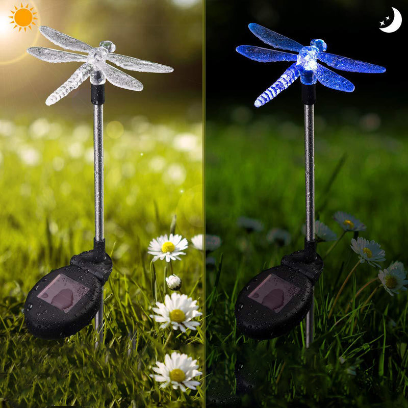 Moderne Art Deco Solar Wasserdichte Edelstahl PVC Kunststoff Schmetterling Libelle Fliegender Vogel LED Außenleuchte Landschaftsbeleuchtung für Garten 