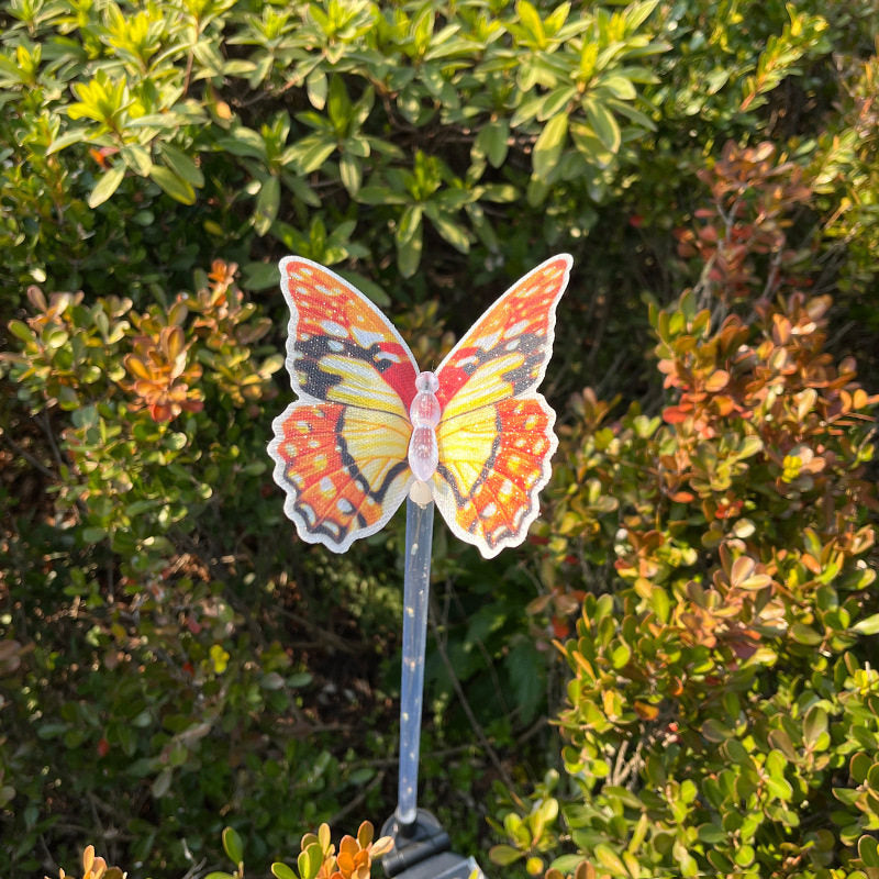 Moderne Art Deco Solar wasserdichte Schmetterlings-Glasfaser-Edelstahl-ABS-LED-Außenleuchte Landschaftsbeleuchtung für den Garten 