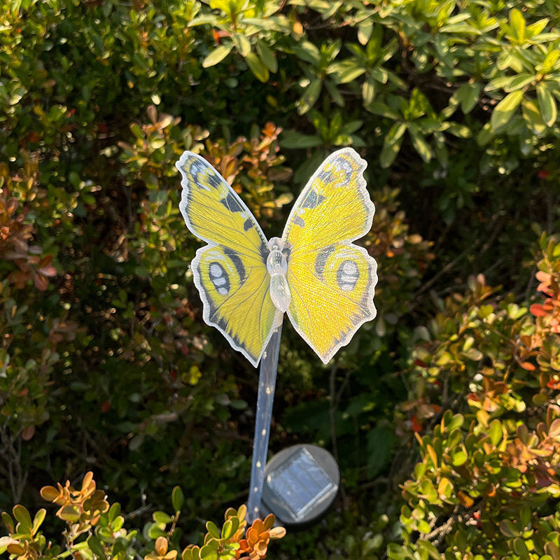 Moderne Art Deco Solar wasserdichte Schmetterlings-Glasfaser-Edelstahl-ABS-LED-Außenleuchte Landschaftsbeleuchtung für den Garten 