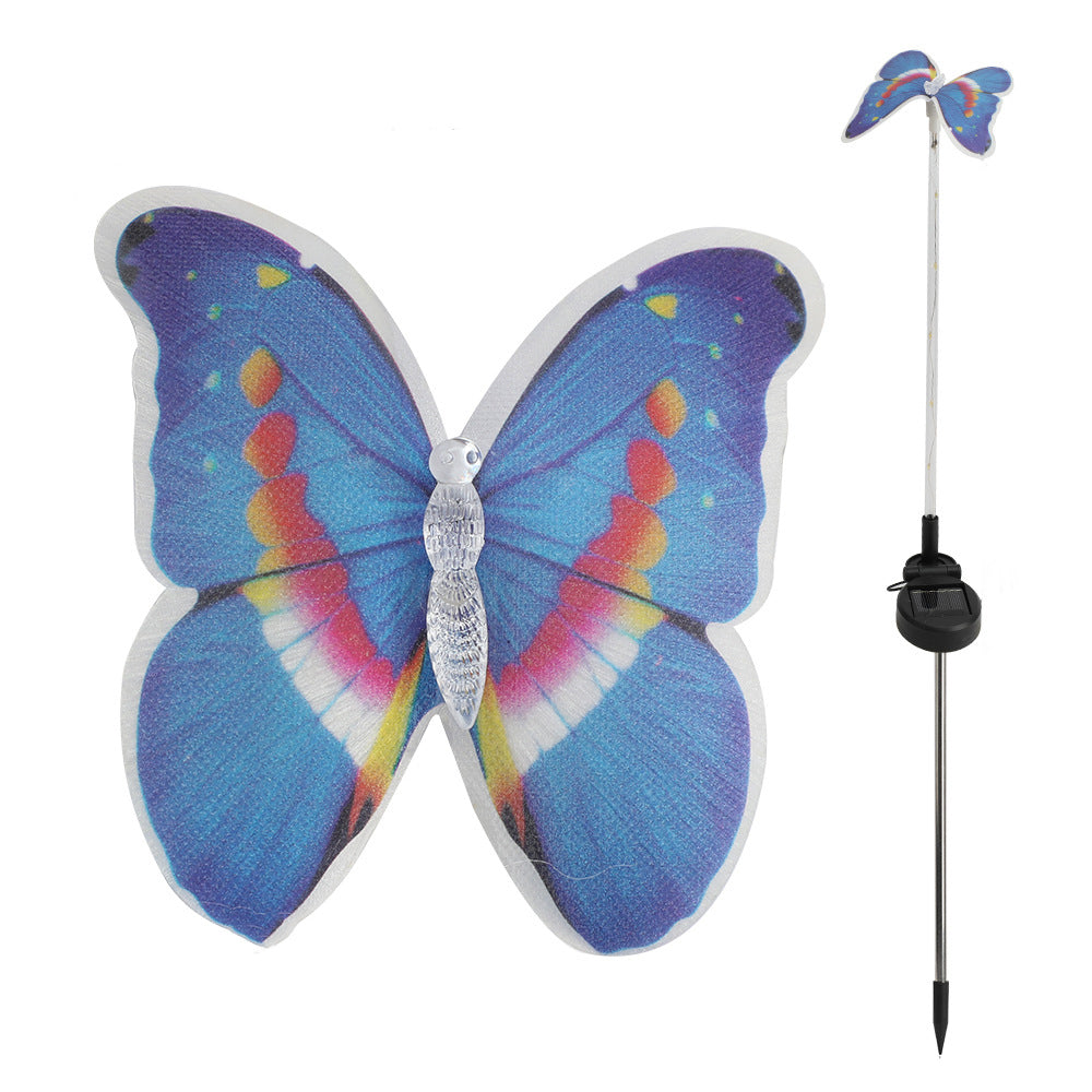 Moderne Art Deco Solar wasserdichte Schmetterlings-Glasfaser-Edelstahl-ABS-LED-Außenleuchte Landschaftsbeleuchtung für den Garten 