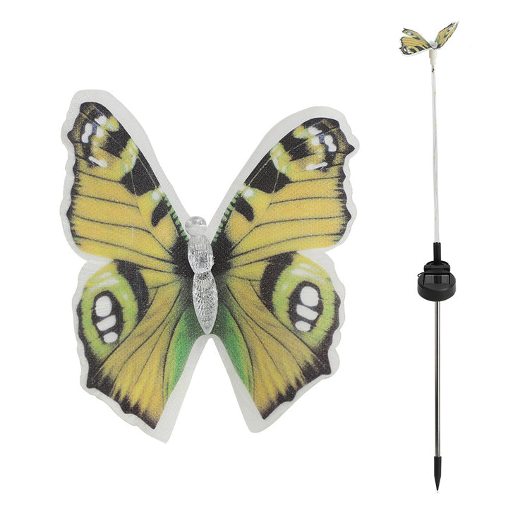 Moderne Art Deco Solar wasserdichte Schmetterlings-Glasfaser-Edelstahl-ABS-LED-Außenleuchte Landschaftsbeleuchtung für den Garten 