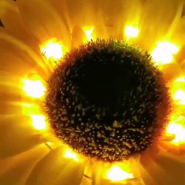 Modern Art Deco Solar Waterproof Simulated Sunflower Fabric Stainless Steel ABS LED Outdoor Light Landscape Lighting For Garden