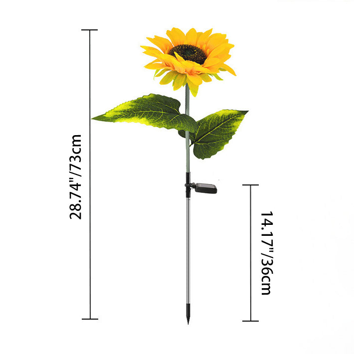 Modern Art Deco Solar Waterproof Simulated Sunflower Fabric Stainless Steel ABS LED Outdoor Light Landscape Lighting For Garden
