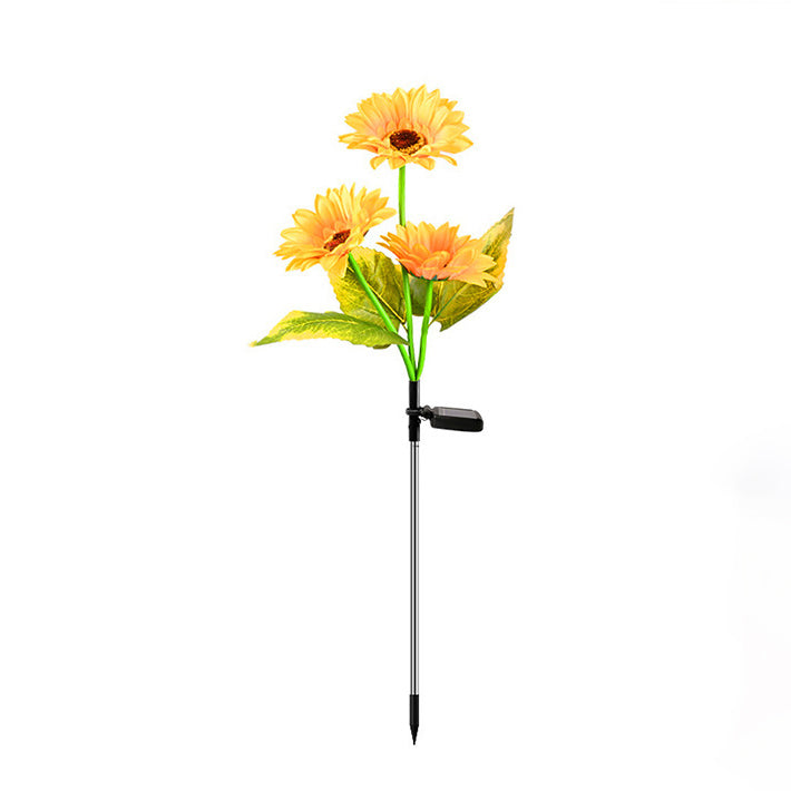 Moderne Art Deco Solar Wasserdichte Simulierte Sonnenblume Stoff Edelstahl ABS LED Außenleuchte Landschaftsbeleuchtung Für Garten 