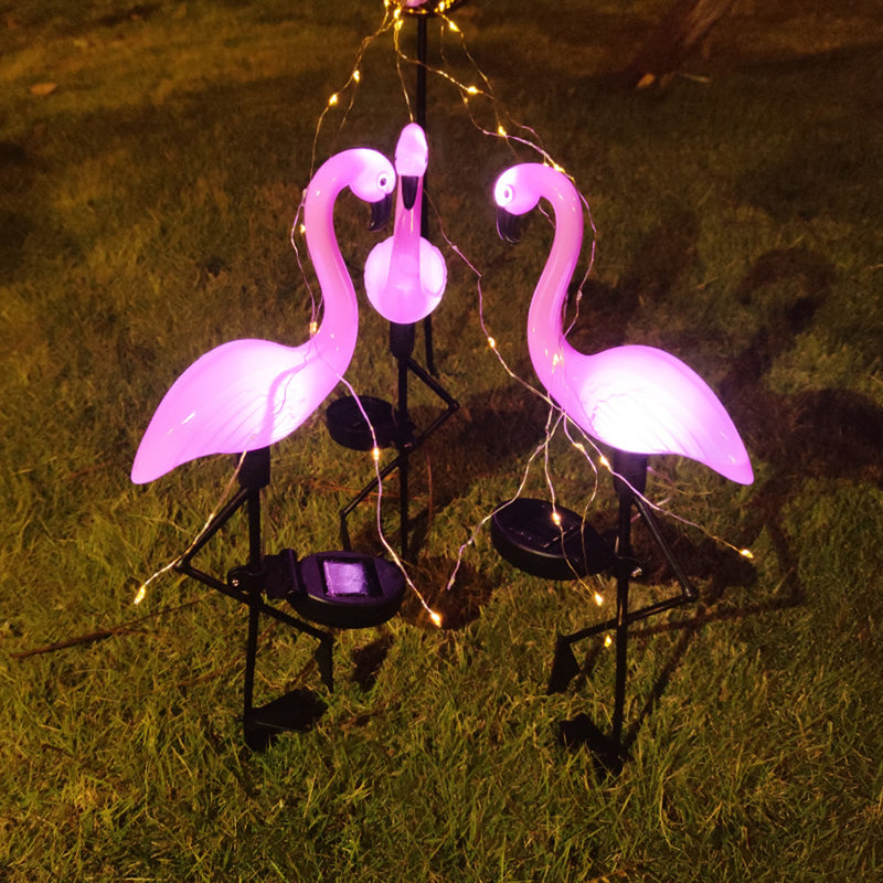 Contemporary Creative Solar Waterproof PP Flamingo LED Outdoor Light Landscape Lighting For Garden
