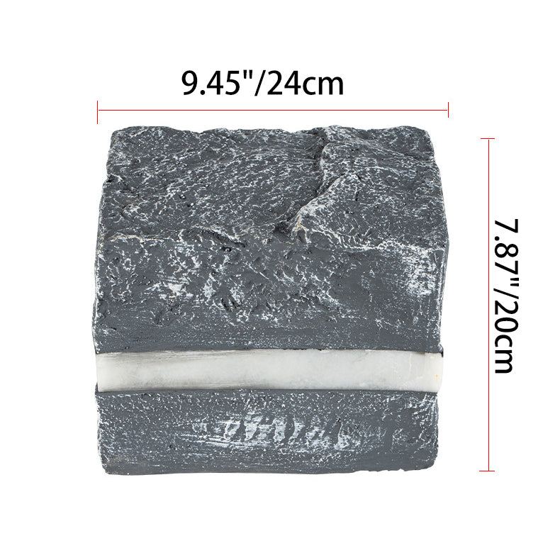 Éclairage extérieur à LED en forme de cube à rayures en pierre simulée en résine imperméable avec fibre de verre et verre créatif contemporain pour l&