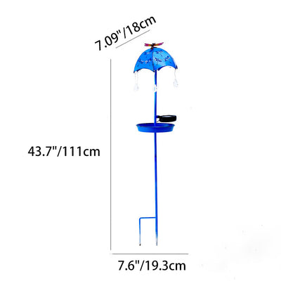 Contemporary Creative Solar Waterproof Iron Umbrella Raindrop Dynamic Bird Feeder LED Outdoor Light Landscape Lighting For Garden