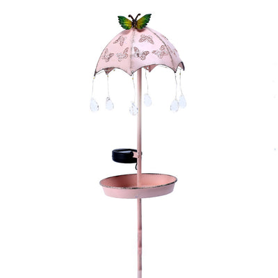 Contemporary Creative Solar Waterproof Iron Umbrella Raindrop Dynamic Bird Feeder LED Outdoor Light Landscape Lighting For Garden
