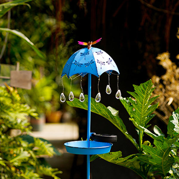 Contemporary Creative Solar Waterproof Iron Umbrella Raindrop Dynamic Bird Feeder LED Outdoor Light Landscape Lighting For Garden