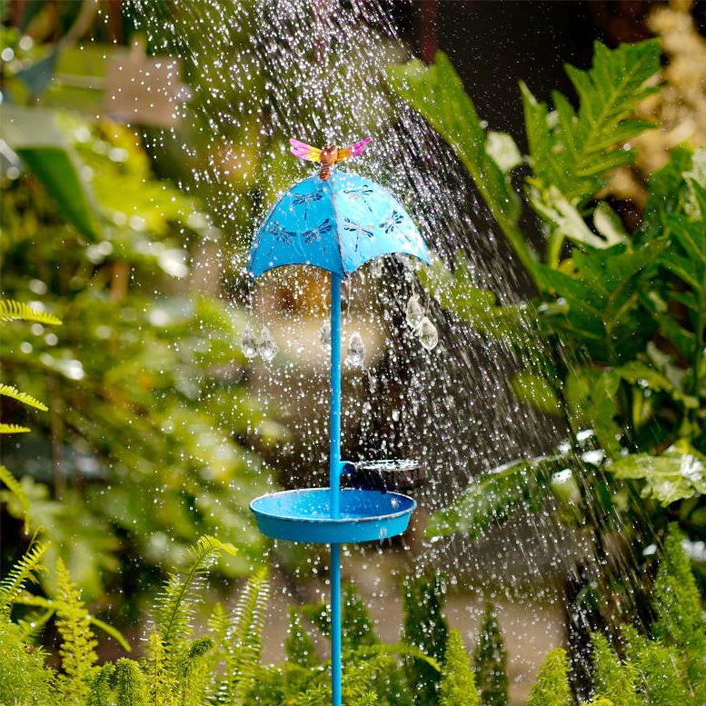 Contemporary Creative Solar Waterproof Iron Umbrella Raindrop Dynamic Bird Feeder LED Outdoor Light Landscape Lighting For Garden