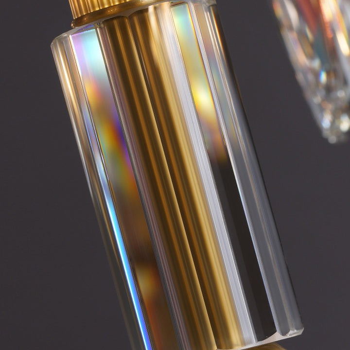 Modern Luxury Brass Crystal Cylinder 6/8/10/15/24 Light Chandeliers For Living Room