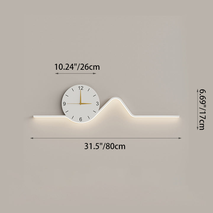 Contemporary Creative Iron Acrylic Line Clock LED Wall Sconce Lamp For Living Room