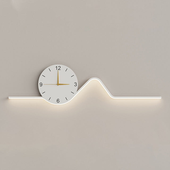 Contemporary Creative Iron Acrylic Line Clock LED Wall Sconce Lamp For Living Room