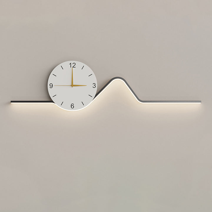 Contemporary Creative Iron Acrylic Line Clock LED Wall Sconce Lamp For Living Room