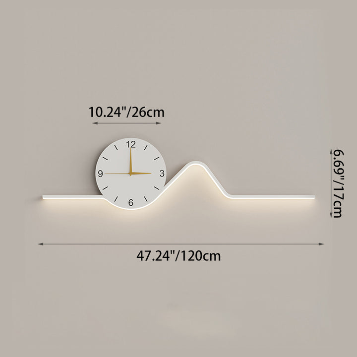 Contemporary Creative Iron Acrylic Line Clock LED Wall Sconce Lamp For Living Room