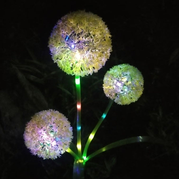 Moderno Arte Deco Solar Impermeable Acero Inoxidable ABS Cable de Cobre Planta de Diente de León Bola de Enchufe de Tierra LED Luz Exterior de Paisaje Para Jardín 