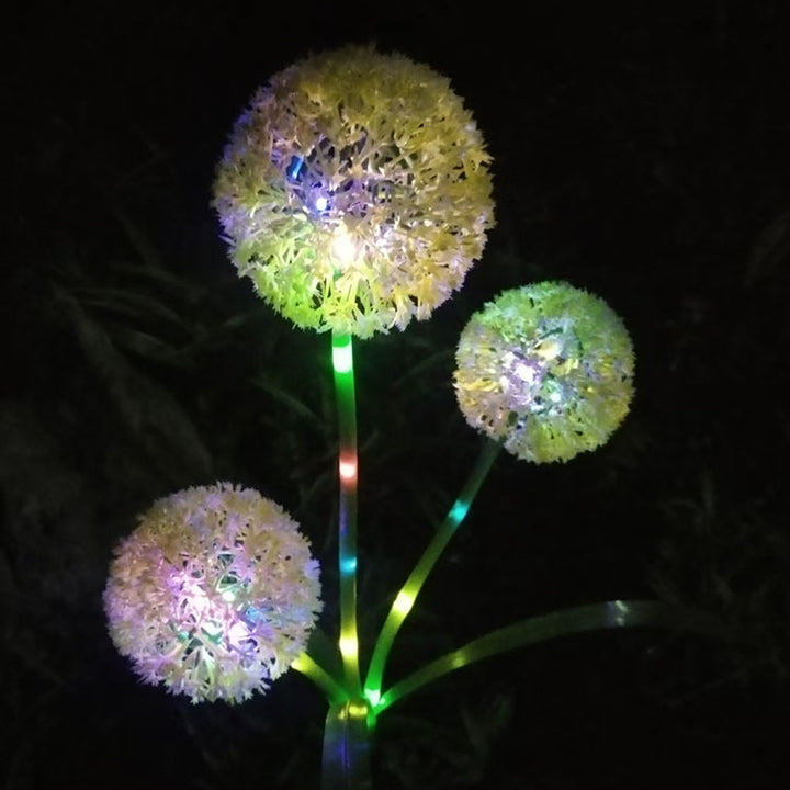 Moderno Arte Deco Solar Impermeable Acero Inoxidable ABS Cable de Cobre Planta de Diente de León Bola de Enchufe de Tierra LED Luz Exterior de Paisaje Para Jardín 