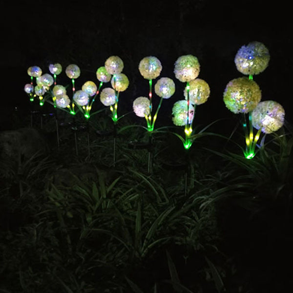 Moderno Arte Deco Solar Impermeable Acero Inoxidable ABS Cable de Cobre Planta de Diente de León Bola de Enchufe de Tierra LED Luz Exterior de Paisaje Para Jardín 