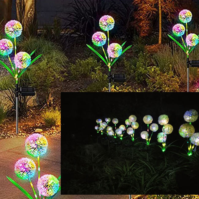 Moderno Arte Deco Solar Impermeable Acero Inoxidable ABS Cable de Cobre Planta de Diente de León Bola de Enchufe de Tierra LED Luz Exterior de Paisaje Para Jardín 