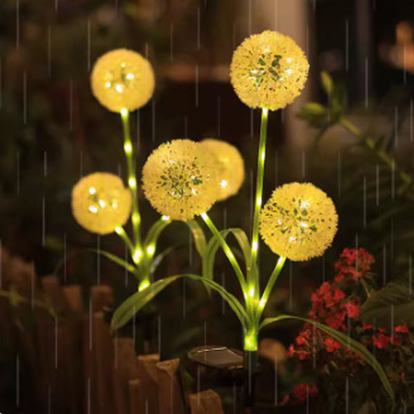 Moderne Art Deco Solar Wasserdichte Edelstahl ABS Kupferdraht Löwenzahn Pflanzenkugel Erdspieß LED Außenleuchte Landschaftsbeleuchtung für den Garten 