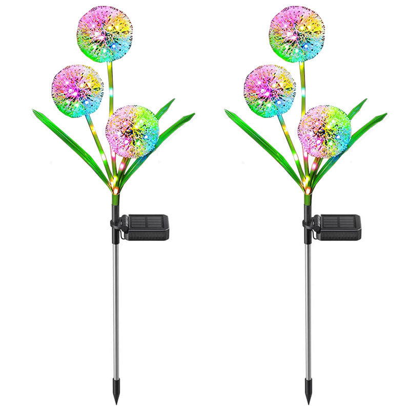 Moderno Arte Deco Solar Impermeable Acero Inoxidable ABS Cable de Cobre Planta de Diente de León Bola de Enchufe de Tierra LED Luz Exterior de Paisaje Para Jardín 