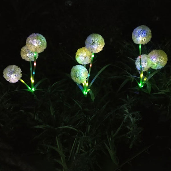 Moderno Arte Deco Solar Impermeable Acero Inoxidable ABS Cable de Cobre Planta de Diente de León Bola de Enchufe de Tierra LED Luz Exterior de Paisaje Para Jardín 