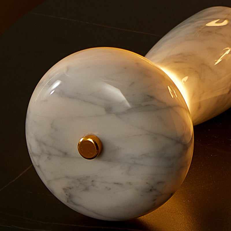 Lampe de table LED à colonne acrylique rechargeable traditionnelle japonaise avec motif marbré pour chevet 