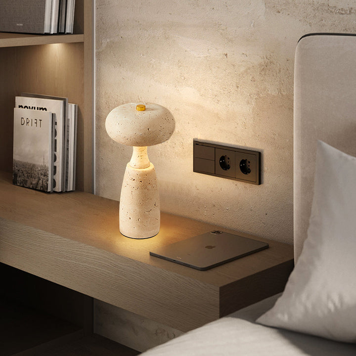 Lampe de table LED à colonne acrylique rechargeable traditionnelle japonaise avec motif marbré pour chevet 