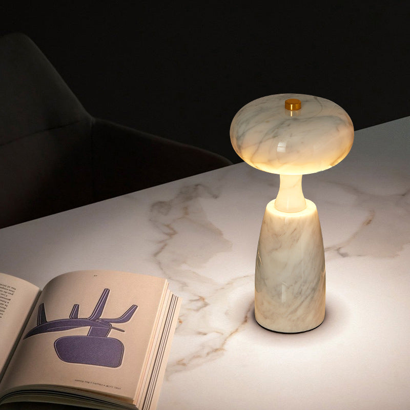 Lampe de table LED à colonne acrylique rechargeable traditionnelle japonaise avec motif marbré pour chevet 