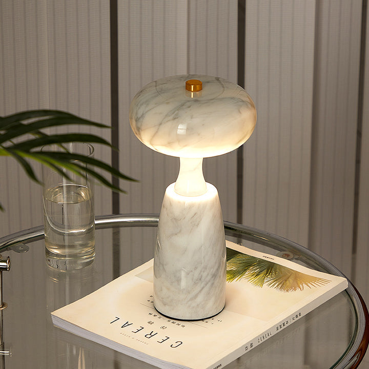 Lampe de table LED à colonne acrylique rechargeable traditionnelle japonaise avec motif marbré pour chevet 
