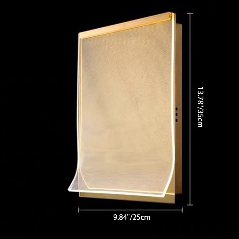Contemporary Creative Stainless Steel Acrylic Rectangular Book-like Folded LED Wall Sconce Lamp For Hallway
