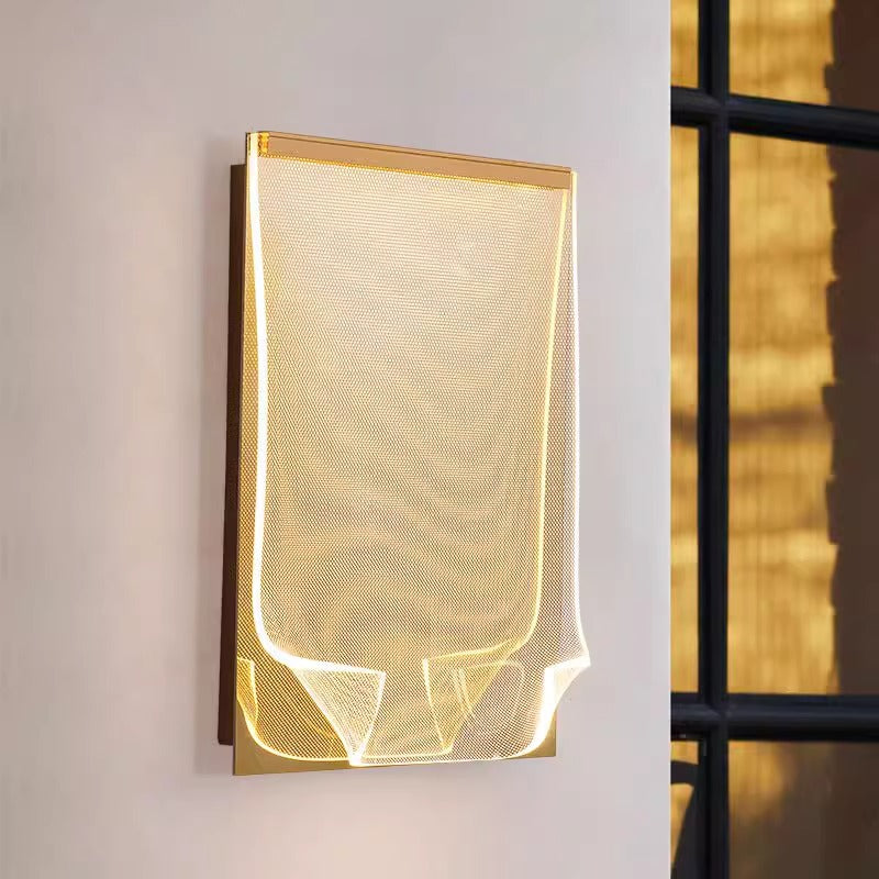 Contemporary Creative Stainless Steel Acrylic Rectangular Book-like Folded LED Wall Sconce Lamp For Hallway